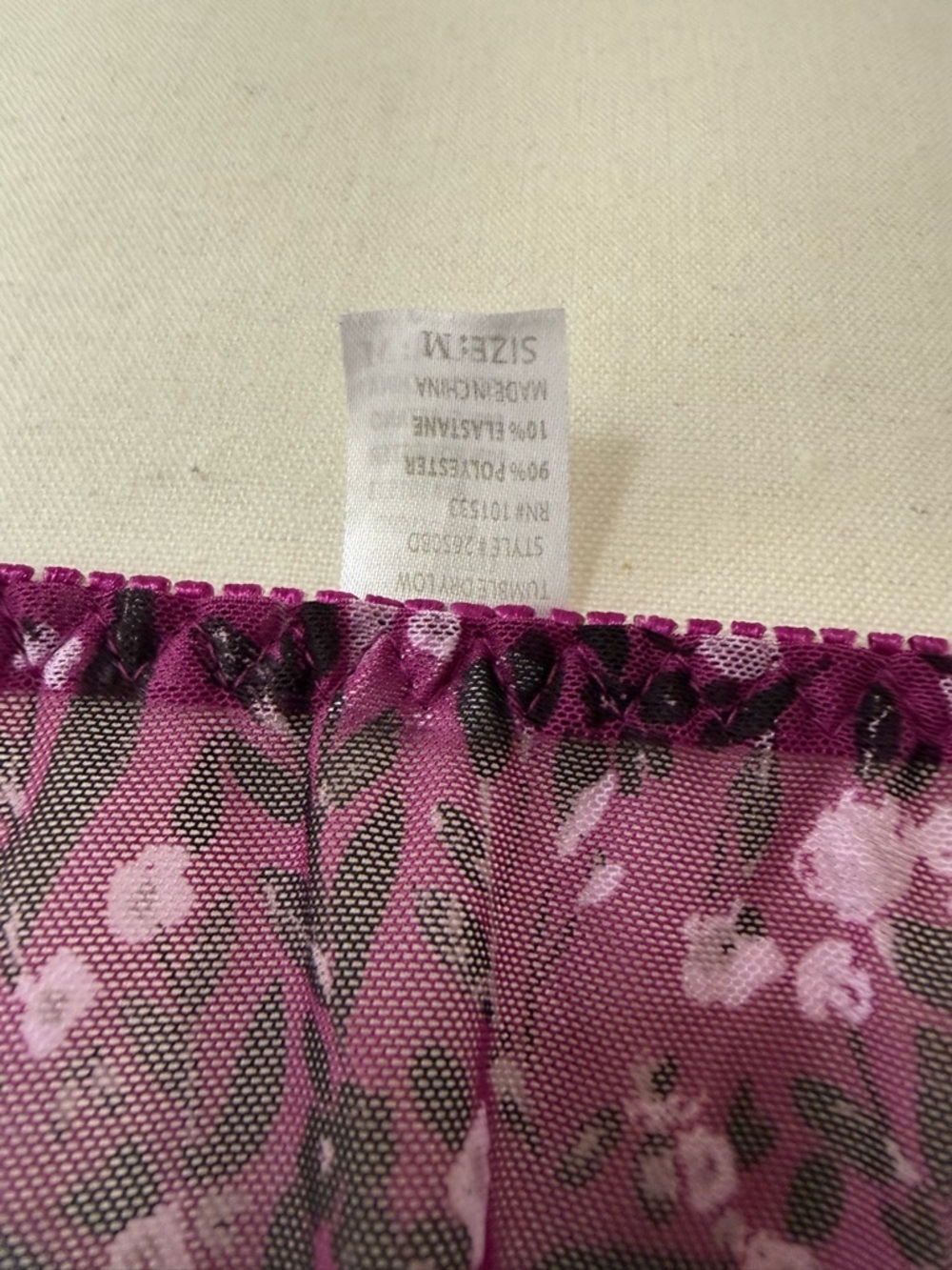 Vintage Y2K purple babydoll top camisole Sheer Lace Floral bow sequins ribbon M - Picture 6 of 6